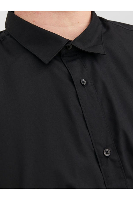 JACK&JONES PLUS JJJOE SHIRT LS PLAIN NOOS PLS 12200623 - Siyah