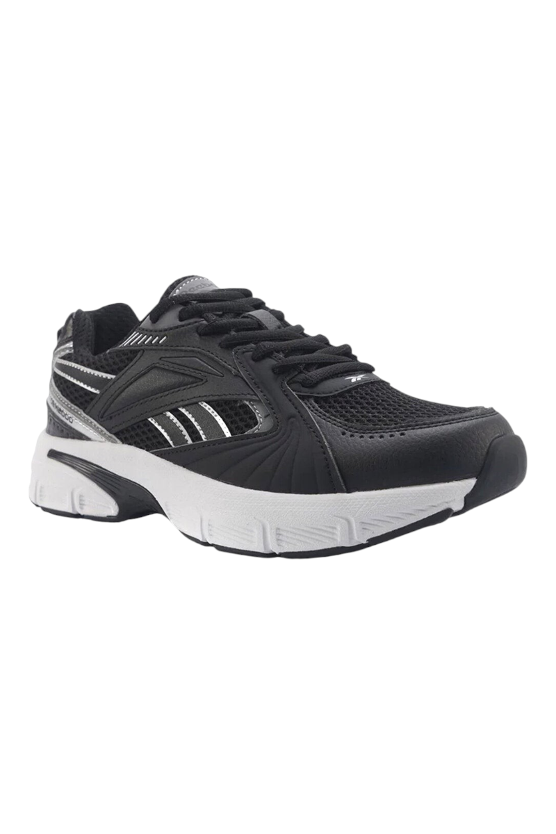 Sporline Reebok siyah kadın sneaker, tekstil ve PU karışımlı, beyaz tabanlı, yan detaylı spor ayakkabı