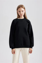 Defacto Kadın Sweat Shirt Y1346Az - Siyah