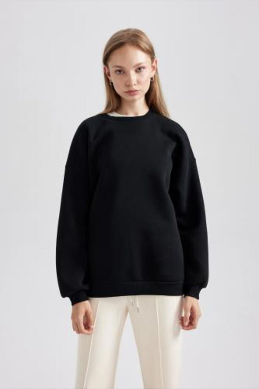 Defacto Kadın Sweat Shirt Y1346Az - Siyah