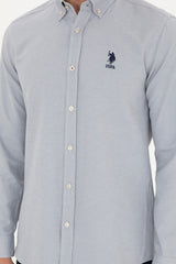 US POLO ASSN ERKEK DOKUMA GÖMLEK 1886621 - Gri/ Bej /Krem