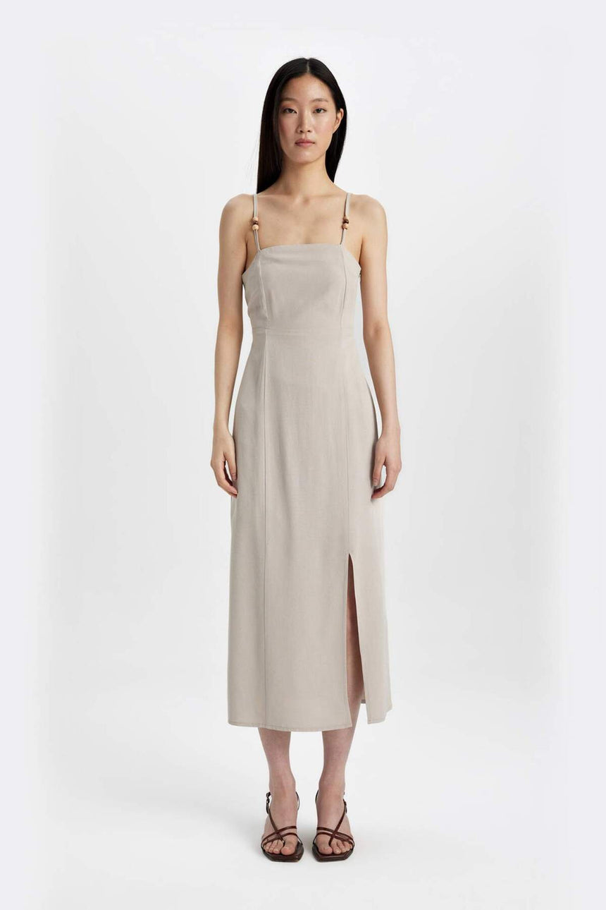Defacto Kadın Short Sleeve Woven Dress C6130Ax - Kahverengi / Kum Beji