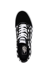 Sporline Vans Ward erkek sneaker, siyah beyaz damalı desenli, pamuklu kumaş üst yüzeyli spor ayakkabı