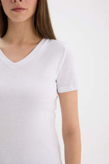 Defacto Kadın Short Sleeve T-Shirt İ1080Az - Beyaz