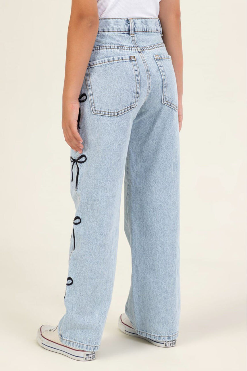 Dmb 9-14 Kız Fiyonklu Kot Pant M 0508 - Mavi