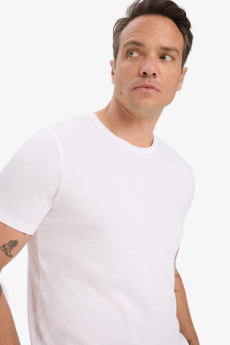 Defacto Erkek Short Sleeve T-Shirt M6606AZ - Beyaz