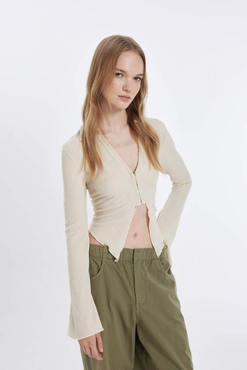 Defacto Kadın Long Sleeve Shirt C1889AX - Ekru