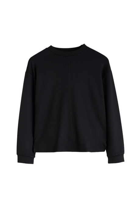 Sporline LC Waikiki siyah renkli, uzun kollu, loose kesim kadın sweatshirt