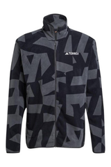 Sporline adidas Terrex siyah ve karbon renkli, geometrik desenli, fermuarlı erkek polar ceket
