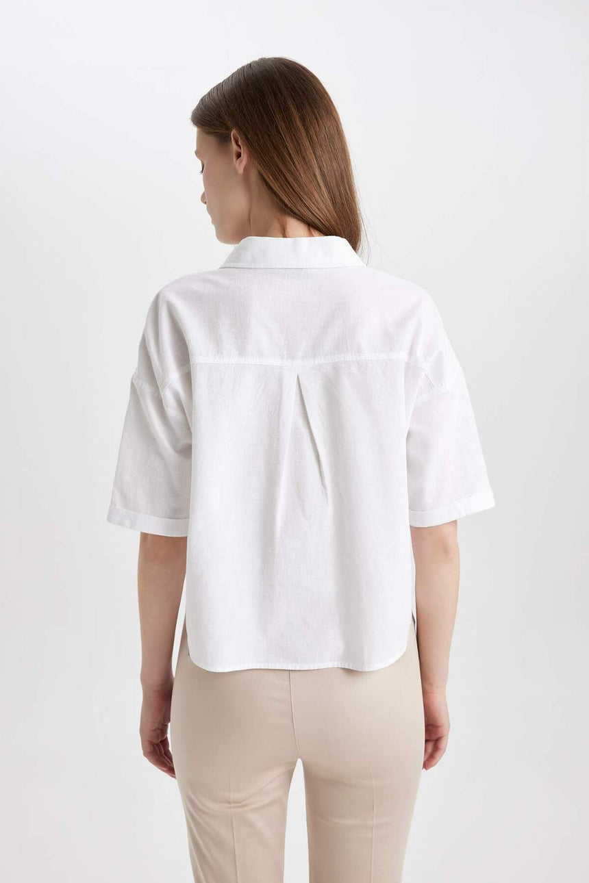Defacto Kadın Short Sleeve Shirt V2523AZ - Beyaz