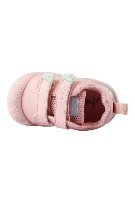 Sporline Vicco pudra pembe suni deri çocuk sneaker, cırt cırtlı bant detaylı ve konforlu günlük spor ayakkabı