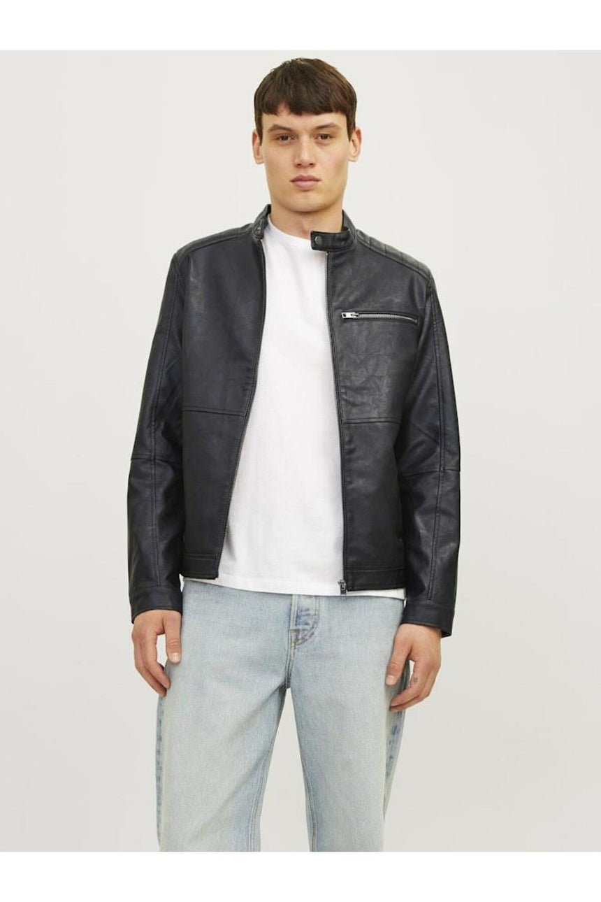 JACK&JONES JJEDYLAN PU BIKER JACKET NOOS 12261196 - Siyah