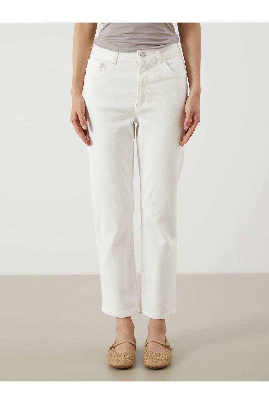 LCW KADIN S6NO32B8 PNT,SLIM-WHITE-BZKRT - Beyaz/ Kırık Beyaz