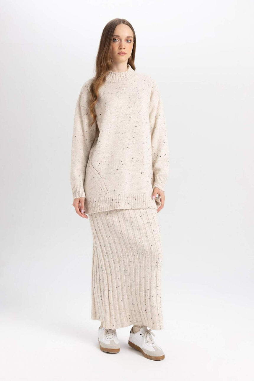 Defacto Kadın Tricot Skirt B0090AX - Ekru