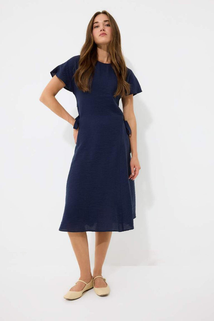 Defacto Kadın Short Sleeve Woven Dress E6028Ax - Koyu Lacivert