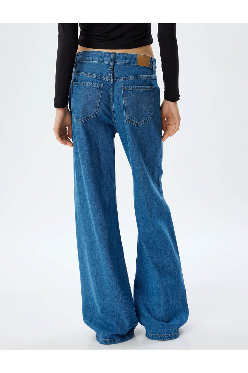 Koton 5WAL40155MD Kadın Jean Pantolon - Koyu Lacivert Mavi