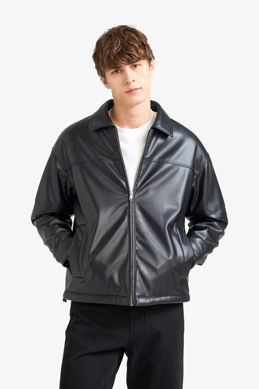 Defacto Erkek PU Mont F5011AX - Siyah