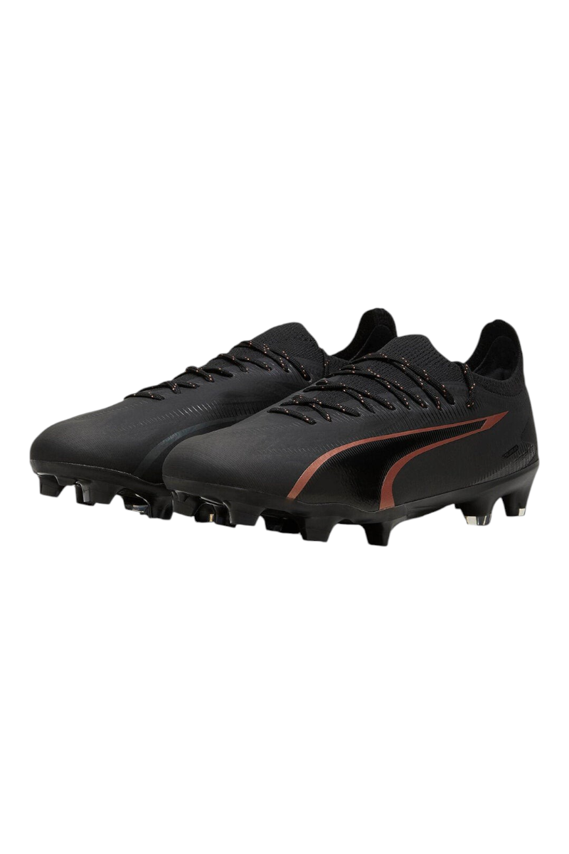 Sporline Puma Ultra Ultimate siyah ve bakır rengi detaylı profesyonel futbol kramponu