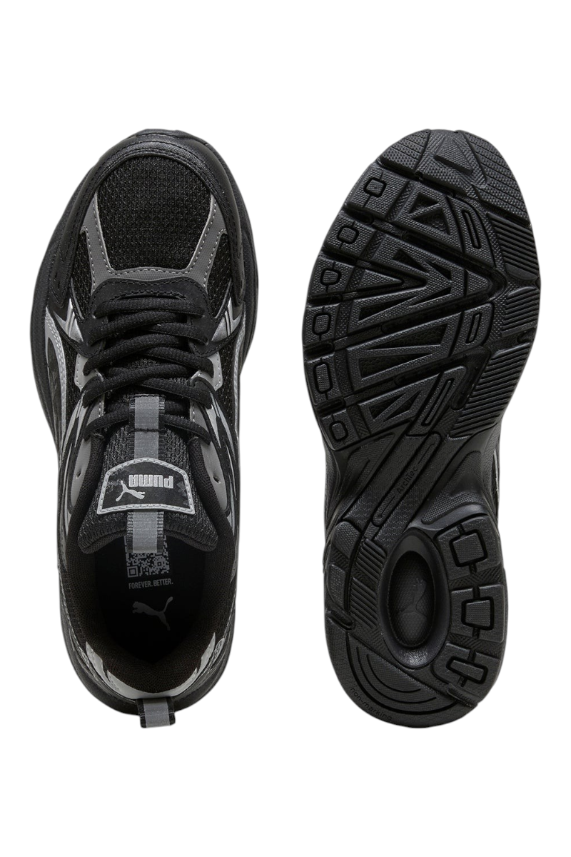 Sporline Puma Milenio Tech Wmns DayINight siyah ve gri kadın sneaker ayakkabı üst ve taban görünümü