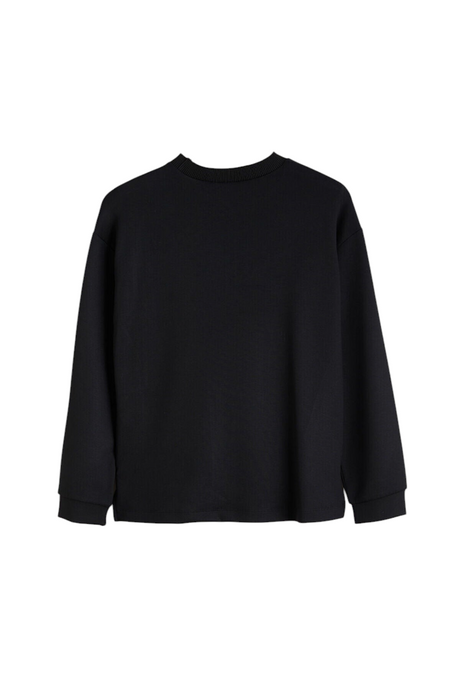 Sporline LC Waikiki siyah renkli, uzun kollu, loose kesim kadın sweatshirt, arka görünüm