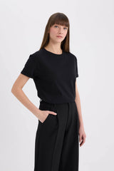 Defacto Kadın Short Sleeve T-Shirt W9584Az - Siyah