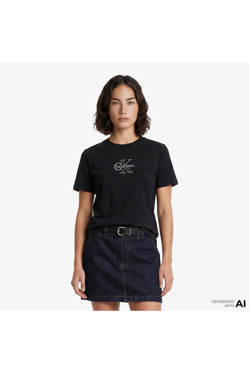 Calvin Klein Kadın SS CLASSIC FOIL MONOLOGO TEE LV047D873G - Siyah