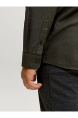 JACK&JONES PLUS JJEFIELD MELANGE SHIRT LS SN PLS 12299869 - Koyukahverengi