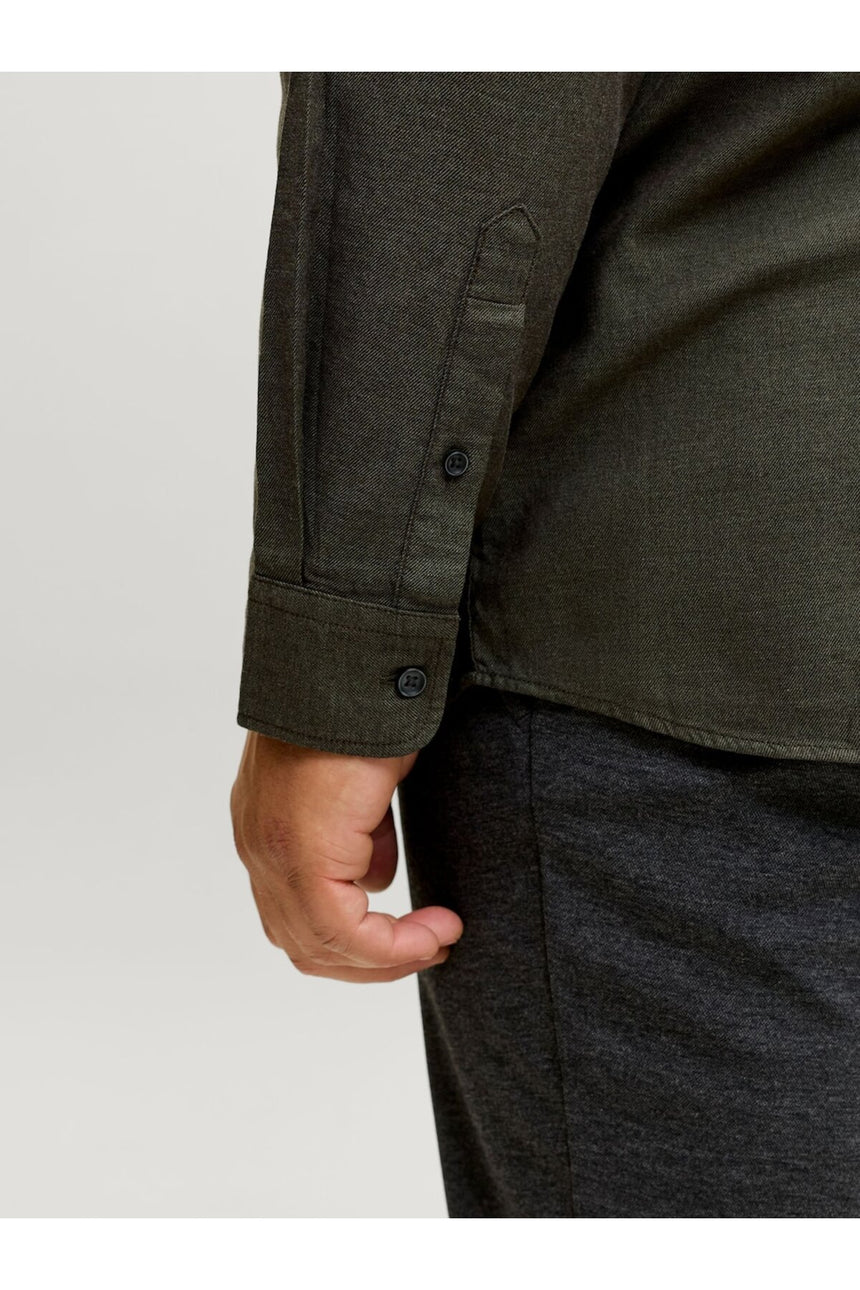 JACK&JONES PLUS JJEFIELD MELANGE SHIRT LS SN PLS 12299869 - Koyukahverengi