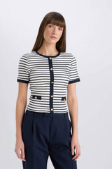 Defacto Kadın Short Sleeve T-Shirt C2566Ax - Koyu Lacivert