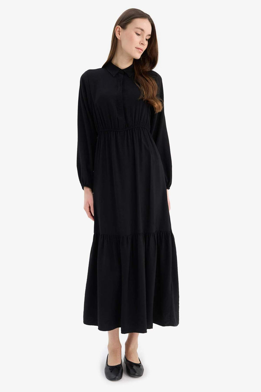 Defacto Kadın Long Sleeve Woven Dress D5851Ax - Siyah