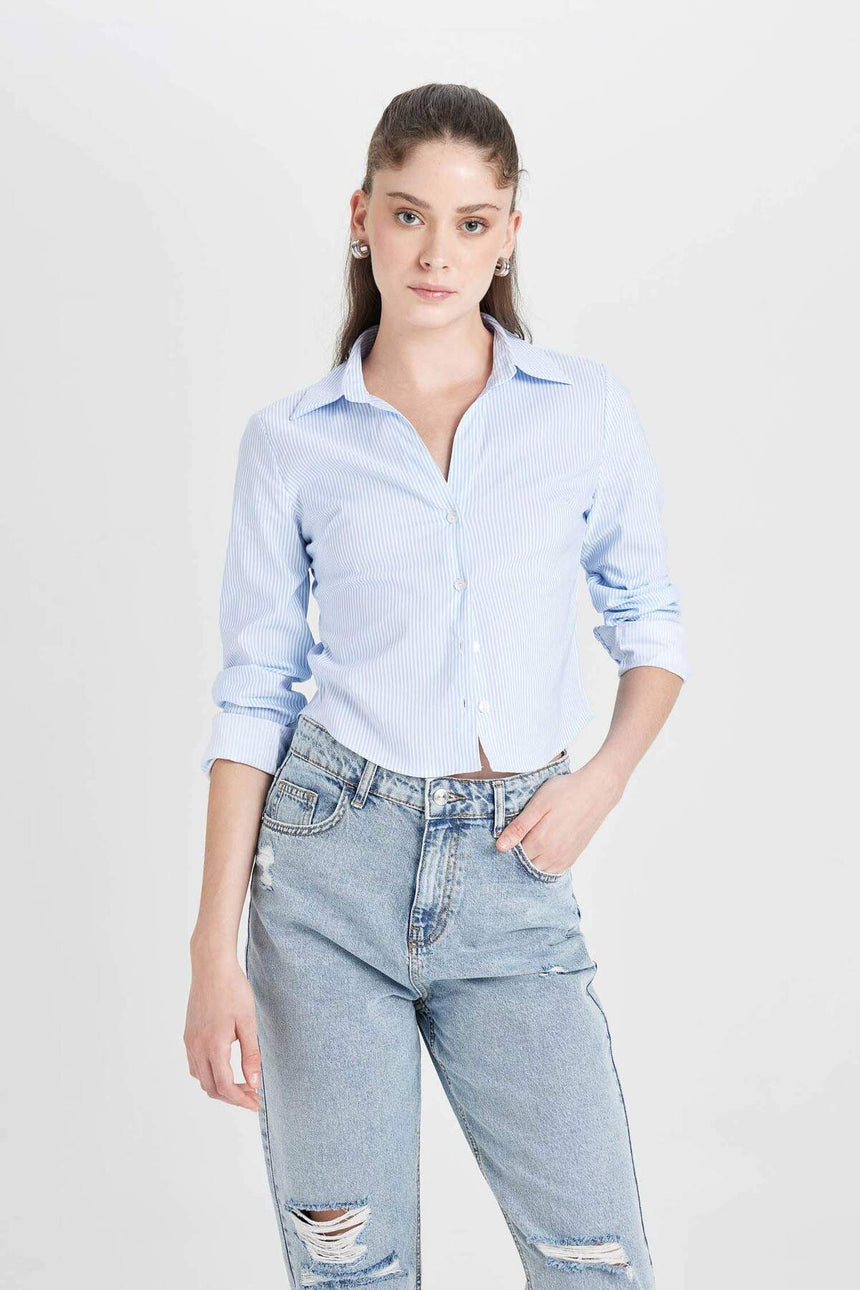 Defacto Kadın Woven Top D4013AX - Mavi