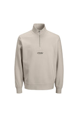 JACK&JONES JJESOHO SWEAT QUARTER ZIP HN NOOS 12278793 - Bej/ Açık Gri