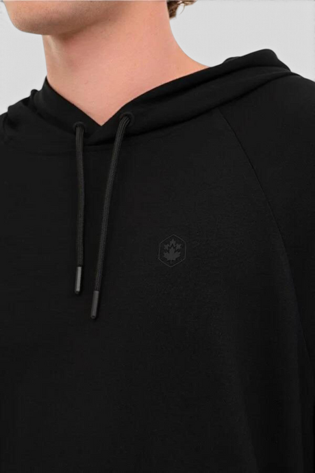 Sporline Lumberjack siyah kapüşonlu erkek sweatshirt, modal karışımlı kumaş ve göğüs kısmında logo detayı