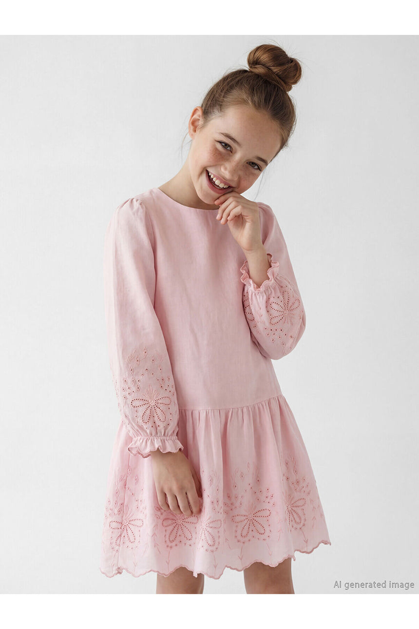LC Waikiki Çocuk Uzun Kollu Elbise S6D145B4 - Pembe Lila