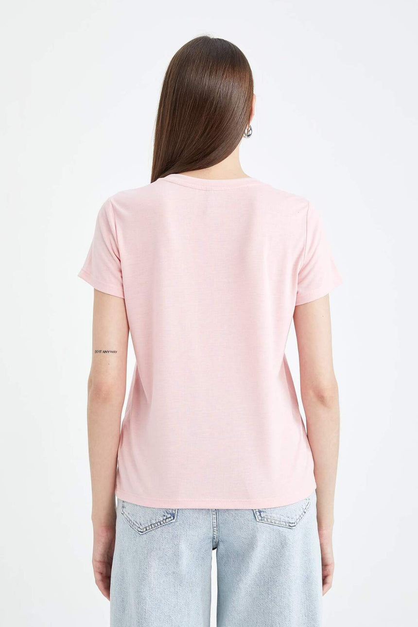 DeFacto W7299AZ Kadın T-Shirt - Açık Pembe