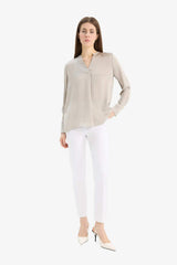 Defacto Kadın Woven Top C3217Ax - Açık Kahve