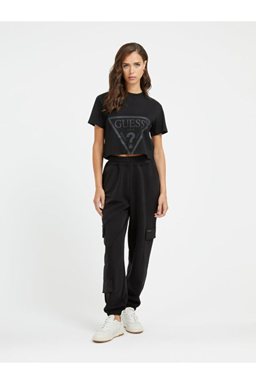 GUESS KADIN ADELE CROP T-SHIRT V2YI06K8HM0 - Koyu Mavi