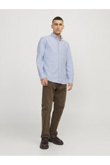 JACK&JONES JJEOXFORD SHIRT LS NOOS 12182486 - Açık Kahverengi