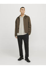 JACK&JONES JJEBRADLEY SWEAT POLO NOOS 12278586 - Bej/ Açık Gri