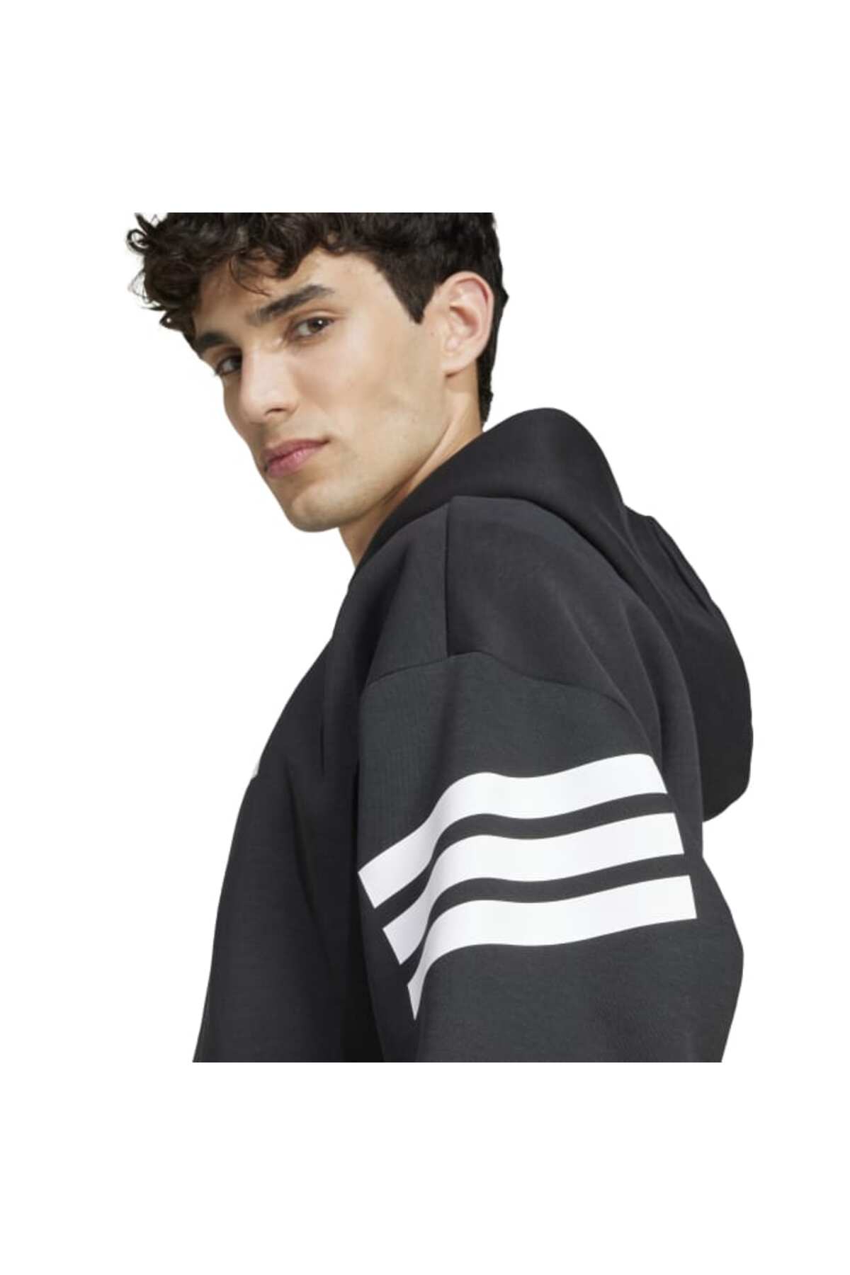 adidas Future Icons 3-Stripes Erkek Kapüşonlu Sweatshirt JD4827 - Siyah