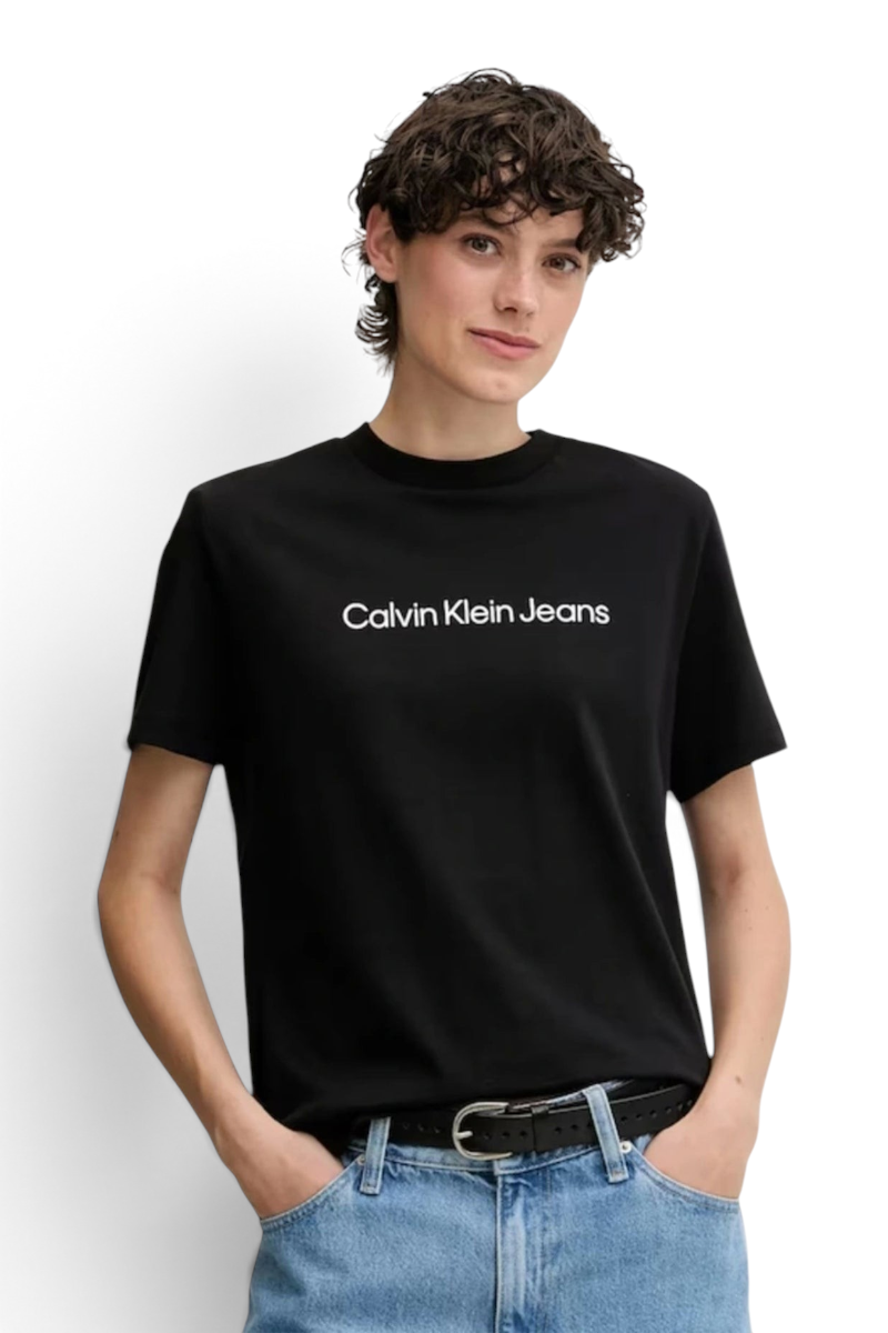 Sporline Calvin Klein siyah %100 pamuklu regular kesim kadın tişört