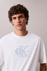 Calvin Klein Erkek SS 16S ELEVATED MONOLOGO TEE LV04RF819GYAF - Beyaz