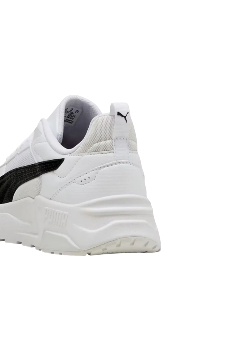 Sporline Puma Trinity 2 LT beyaz ve siyah detaylı unisex spor ayakkabı arka topuk görünümü