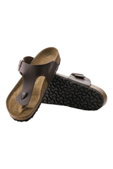 Sporline Birkenstock Ramses erkek terlik, koyu kahverengi süet malzeme ve parmak arası tasarımlı ortopedik taban.