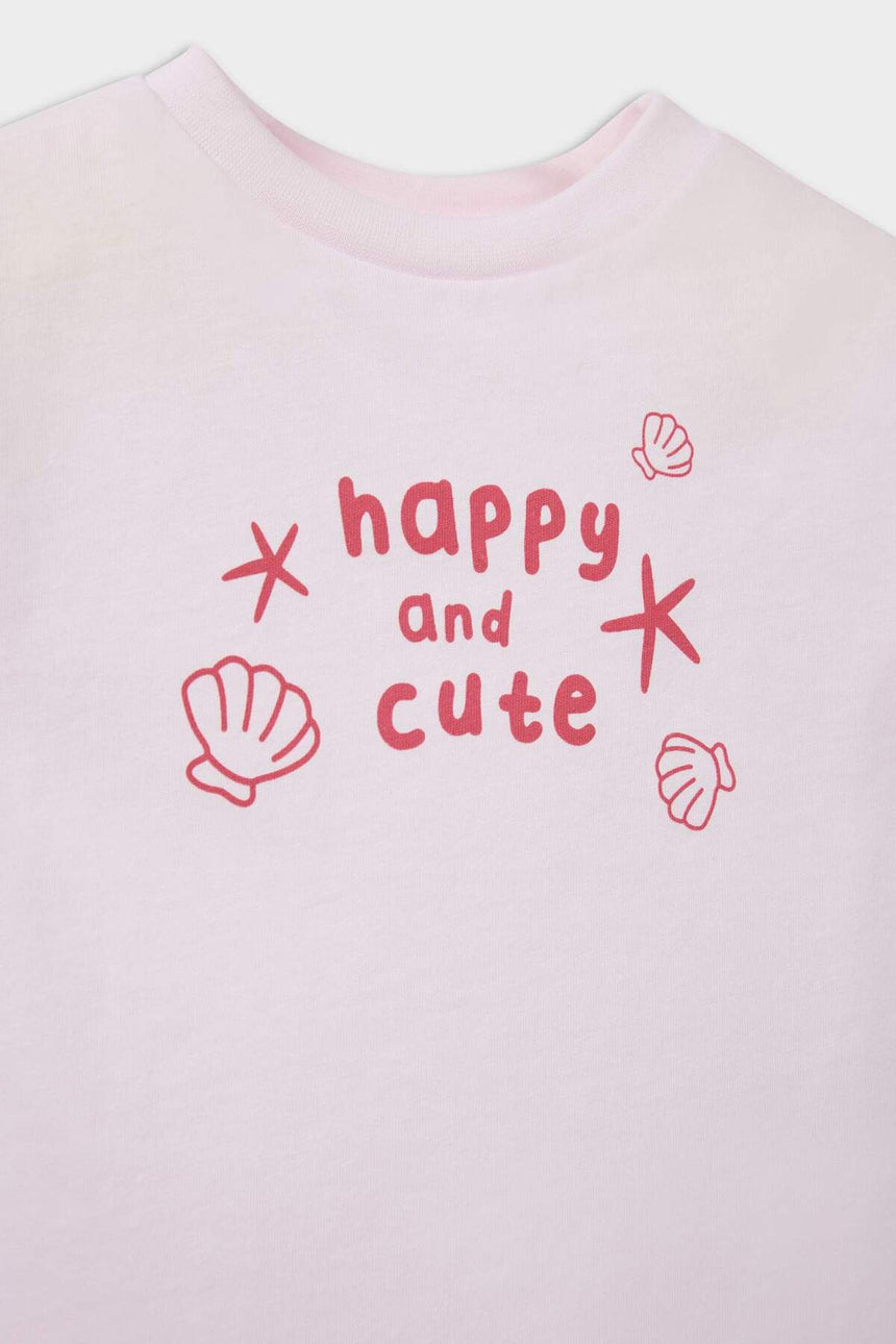 Defacto Çocuk Short Sleeve Snap Body E8246A5 - Ekru