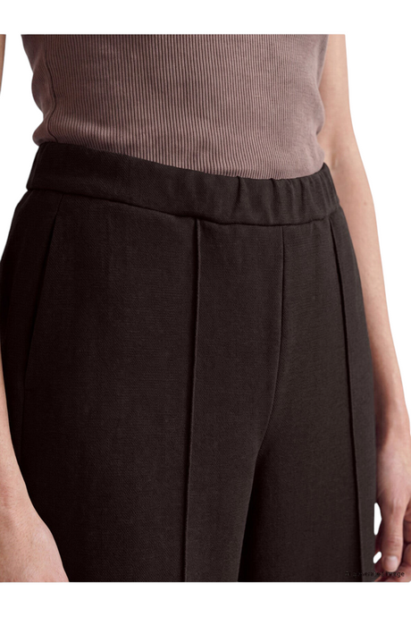 Sporline LC Waikiki kahverengi polyester viskon karışımlı kadın pantolon, yüksek belli ve dikiş detaylı tasarım