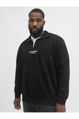 JACK&JONES PLUS JJESOHO SWEAT QUARTER ZIP HN NOOS PLS 12279519 - Siyah