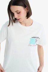 Defacto Kadın Short Sleeve T-Shirt F2241Ax - Kırık Beyaz