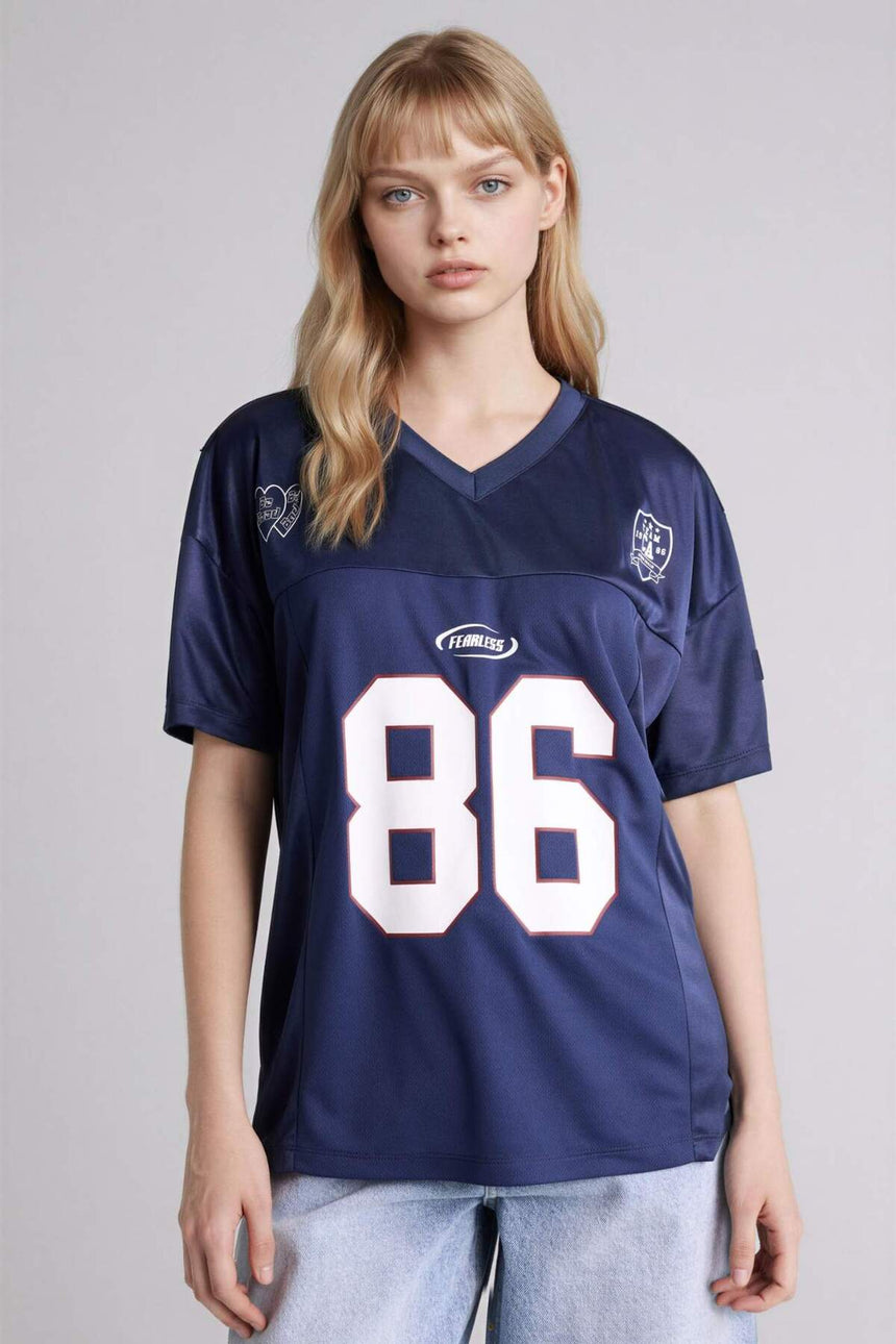 Defacto Kadın Short Sleeve T-Shirt G2344AX - Koyu Lacivert