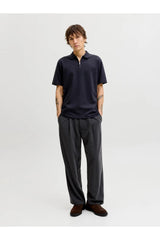 JACK&JONES JPRBLAETHAN SS ZIP POLO SN 12292992 - Koyu Mavi